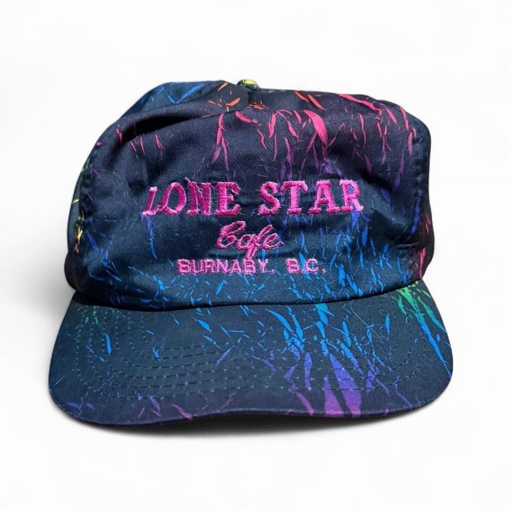 Vintage 90s Lone Star Cafe Burnaby Vancouver Paint Art Neon Snapback Hat OSFA